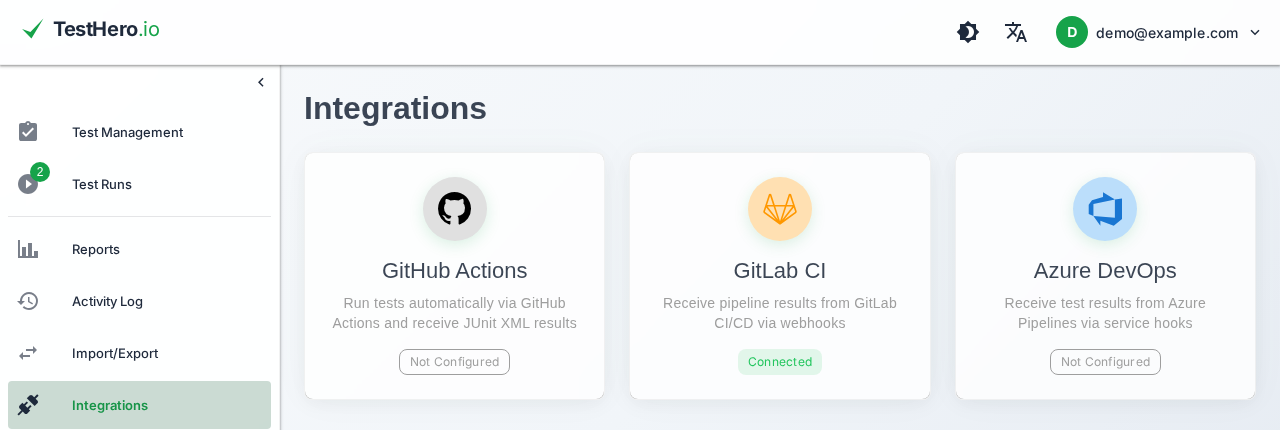 Integrations with GitHub Actions, GitLab CI and Azure DevOps